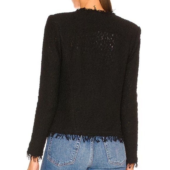 IRO Paris Agnette Black Boucle Jacket Button Down collarless Sz 40 US 8 - Picture 3 of 14
